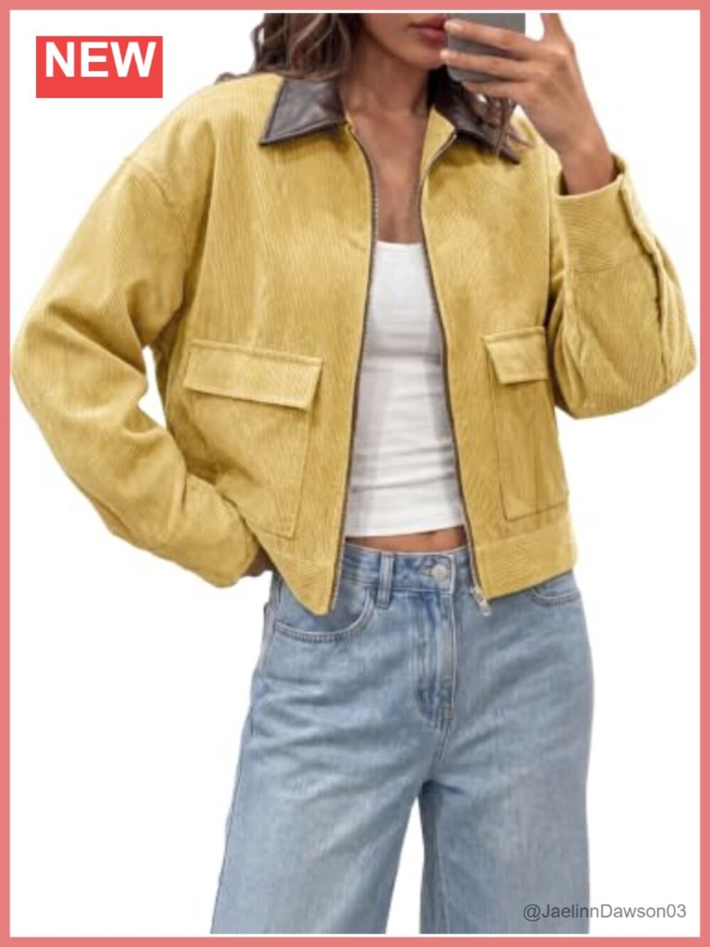 Tankaneo Womens Cropped Corduroy Jacket Oversized Zip Up Bomber Coat
